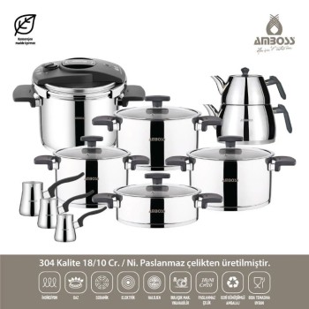 AMBOSS ENIO 18 PARÇA ÇELİK ÇEYİZ SETİ