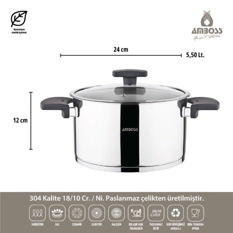 AMBOSS ENIO 18 PARÇA ÇELİK ÇEYİZ SETİ