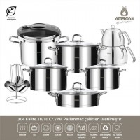 AMBOSS DIAMOND 18 PARÇA ÇELİK ÇEYİZ SETİ