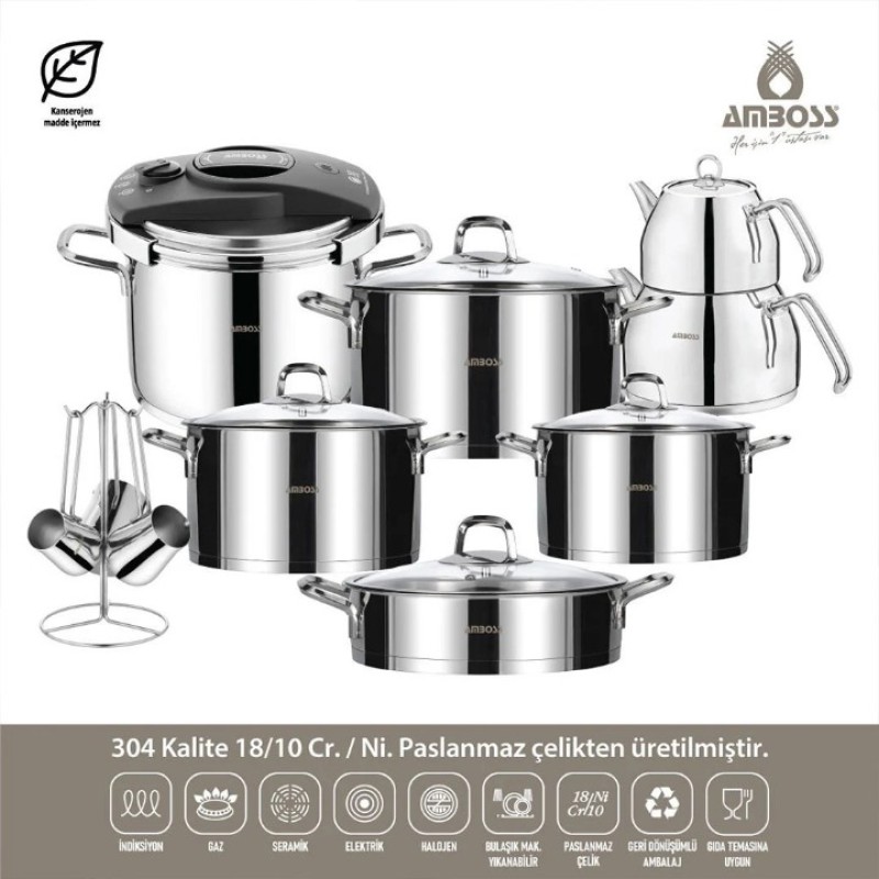 AMBOSS DIAMOND 18 PARÇA ÇELİK ÇEYİZ SETİ