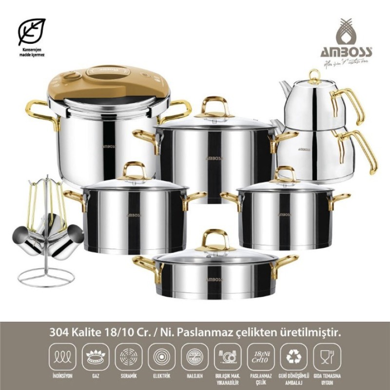 AMBOSS DIAMOND 18 PARÇA ÇELİK ÇEYİZ SETİ