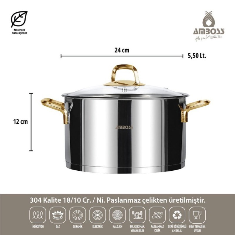 AMBOSS DIAMOND 18 PARÇA ÇELİK ÇEYİZ SETİ