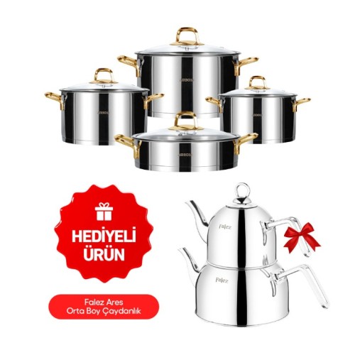 Elden Taksitle AMBOSS DIAMOND GOLD 8 PARÇA ÇELİK TENCERE SETİ