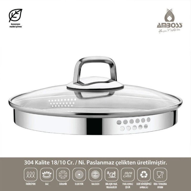 AMBOSS STRANIER 8 PARÇA SÜZGEÇLİ ÇELİK TENCERE SETİ DIA 6572