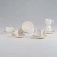 KÜTAHYA BONE LUZ FORM 12 PARÇA KAHVE TAKIMI ALTIN FİLELİ BNLZF12KT20