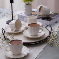 KÜTAHYA BONE LUZ FORM 12 PARÇA KAHVE TAKIMI PLATİN FİLELİ BNLZF12KT220