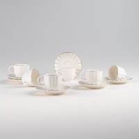 KÜTAHYA BONE LUZ FORM 12 PARÇA KAHVE TAKIMI PLATİN FİLELİ BNLZF12KT220