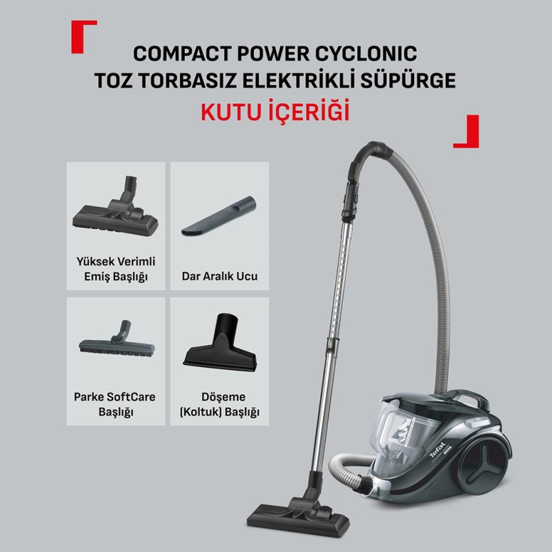 TEFAL COMPACT POWER TORBASIZ ELEKTRİKLİ SÜPÜRGE TW37B1TR