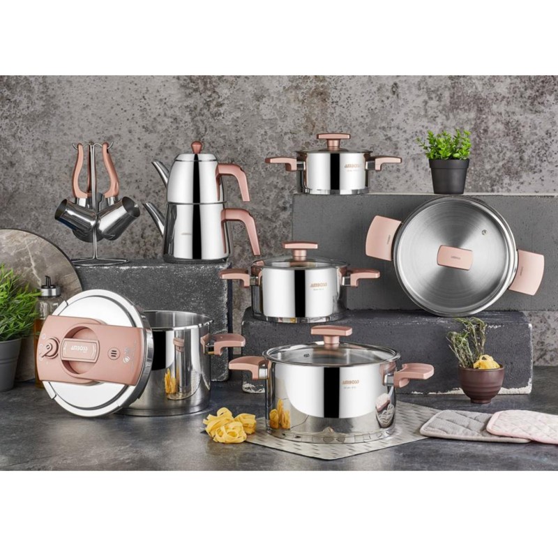 AMBOSS ENIO 18 PARÇA ÇELİK ÇEYİZ SETİ ROSEGOLD