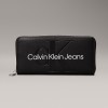 CALVIN CLEIN SİYAH KADIN CÜZDAN SS25 SCULPTED ZIP AROUND MONO K60K60763401R