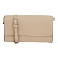 CALVIN CLEIN BEJ KADIN ASKILI CÜZDAN SS25 SCULPTED LONG FOLD STRAP LV04K1006GPBF