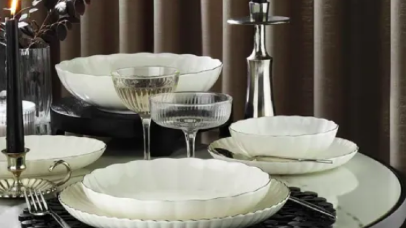 KÜTAHYA BONE LUZ FORM 52 PARÇA YEMEK TAKIMI BNLZF52YT220