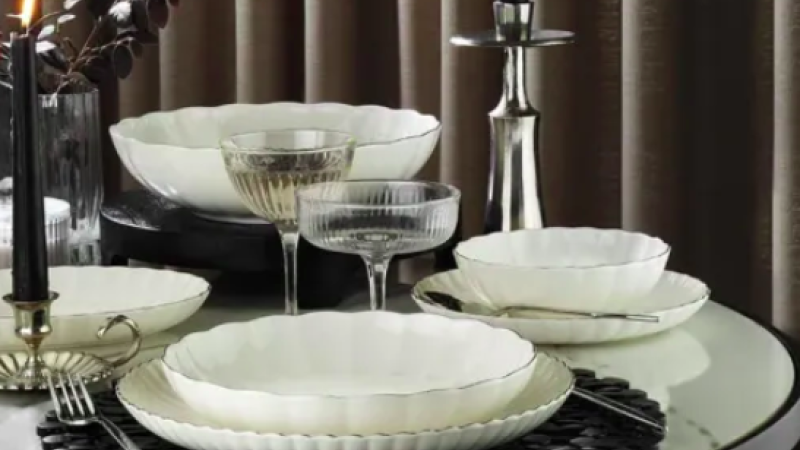 KÜTAHYA BONE LUZ FORM 52 PARÇA YEMEK TAKIMI BNLZF52YT220