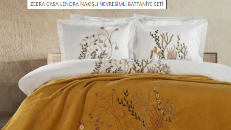 ZEBRA CASA LENORA NAKIŞLI NEVRESİMLİ BATTANİYE SETİ